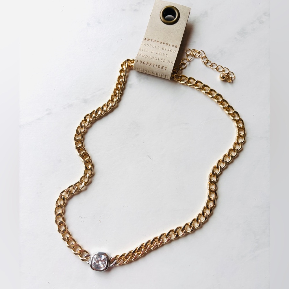 NWT Anthropologie Two Tone Chunky Chain Necklace